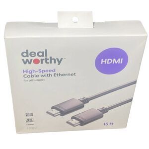 dealworthy 15ft HDMI High Speed Cable with Ethernet - 4K Ultra HD, 1080p Full HD